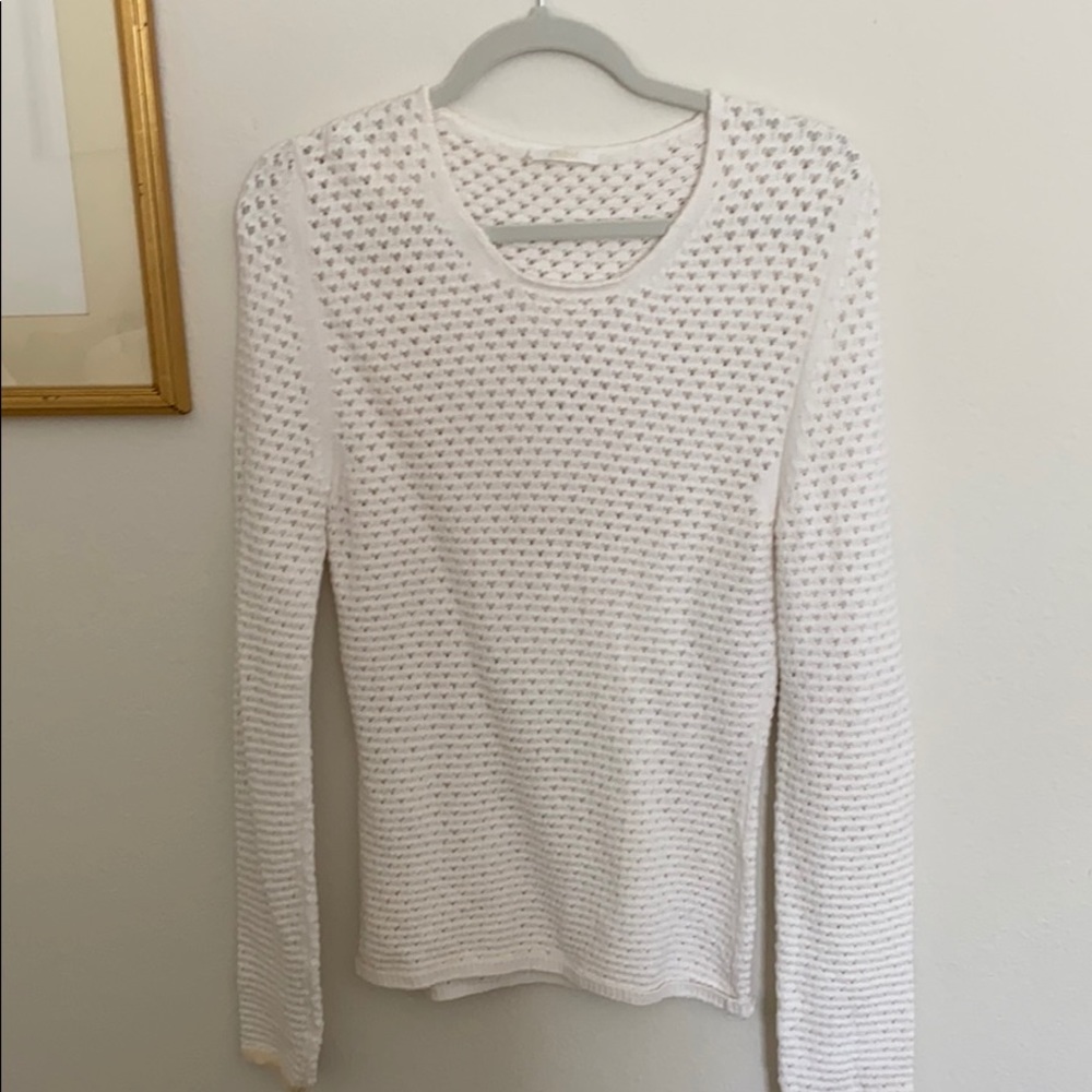 Chloe Ribbed Wool Blend White Sweater